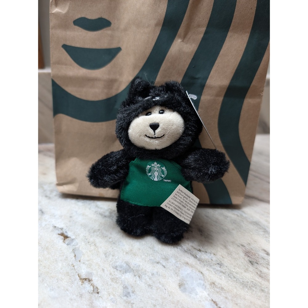 Starbucks 2026 Halloween Bearista Black Cat Plush Bag Charm Keychain Apron
